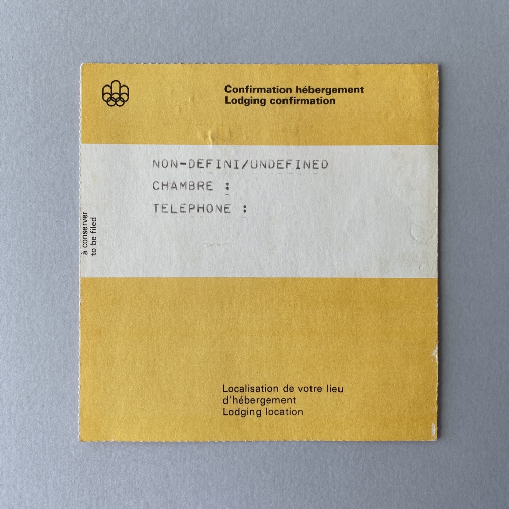 Lodging confirmation card